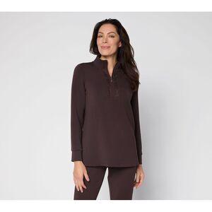 SUNNYLiFE Women's Top Petite PM ScubaLuxe Sparkle Half-Zip Tunic Brown A730167
